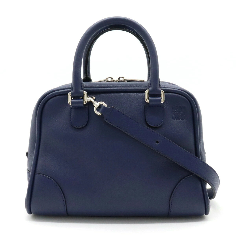 Loewe Amazona Anagram Handbag Shoulder Leather Navy Blue